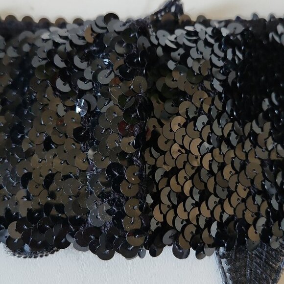 FRANK USHER | Elasticized Belt Sequins Appliqued Flowers Black Sz 12 - Picture 4 of 6